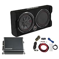 KICKER Comp RT 12 Inch Thin Down Firing Enclosure Package with 46CXA4001 Amplifier and Wire kit
