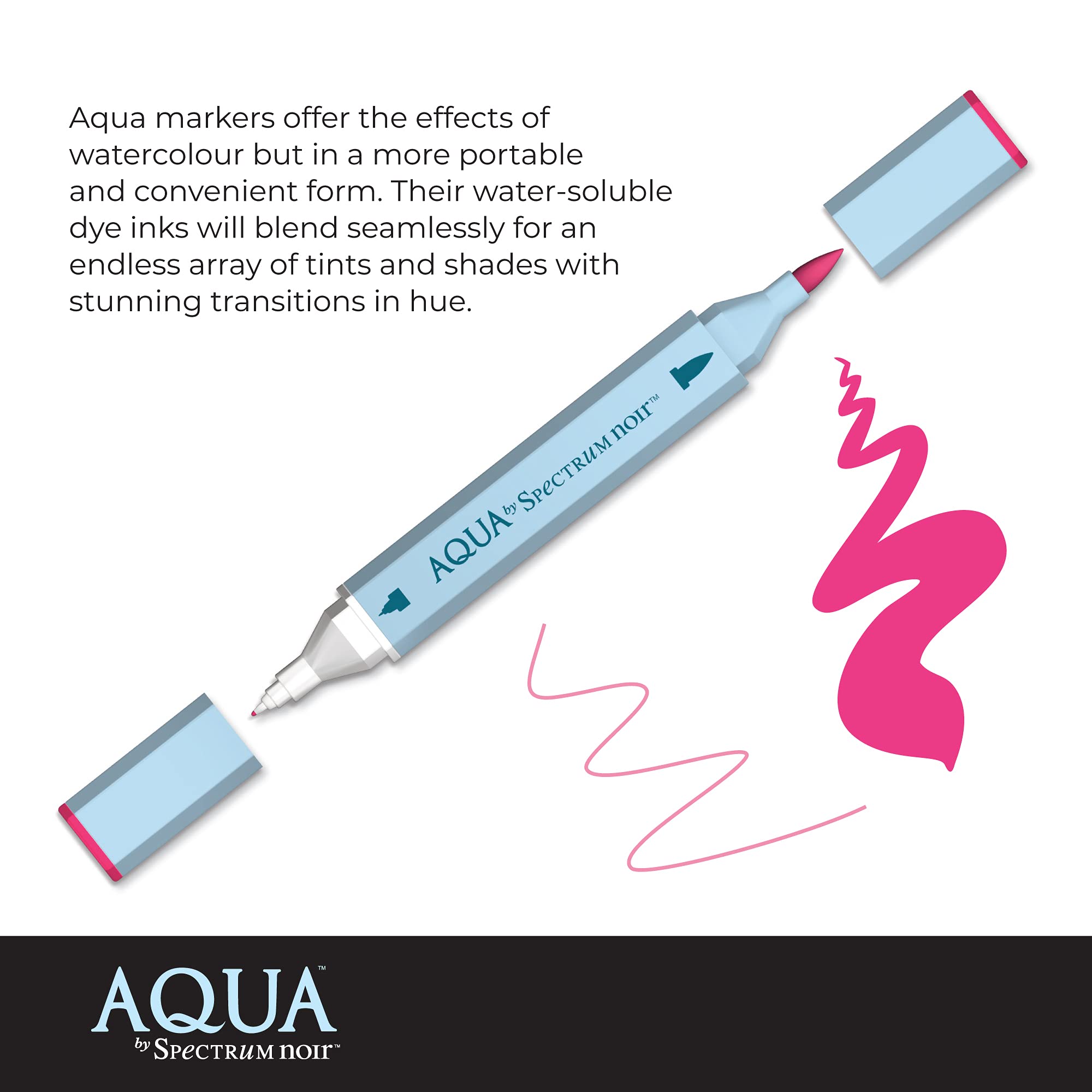 Spectrum Noir Aqua Artist's Water Based Dual Nib Marker Coloring Pens, Primary, Pack of 12, None, 19 x 18.4 x 2.1 cm