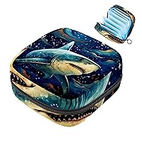 Starry Sky Shark Period Bag, Sanitary Napkin Storage Bag, Portable Period Bags for Teen Girls Period Small Pouch Pad Bag for Feminine Products,