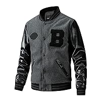 Baseball Jacket Men,Varsity College Jacket Bomber Jackets Vintage Sweatshirt Casual Unisex Streetwear Button Coats
