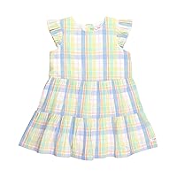 RuffleButts® Baby/Toddler Girls Printed Pinafore Cross-Back Sun Dress, Short Sleeve/Sleeveless Styles