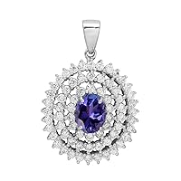 Multi Choice Oval Shape Gemstone 925 Sterling Silver Solitaire Accents Cluster Pendant Jewelry