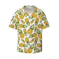 Hawaiian Pineapple Men's Summer Short-Sleeved Shirts, Casual Shirts, Loose Fit with Pockets