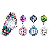 Lancardo Rainbow Wristwatch Clip-on Nurse Watch Set