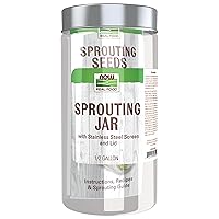 NOW Foods, Sprouting Jar with Stainless Steel Screen, Designed for Legumes, Seeds and Grains Sprouting, 1 Jar