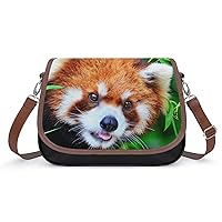 Crossbody Bag For Women Animal Red Panda Shoulder Bag For Girls Large Tote Bag Leather Handbag Print Purse Wallet 31x22x11cm