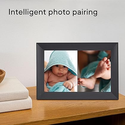 Aura Carver Luxe WiFi Digital Picture Frame, 10.1”, Add Photos with Aura App, Free Unlimited Storage - Easy to Use - Plays Videos - The Best Digital Photo Frame - Gravel