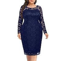 Pinup Fashion Plus Size Dresses for Wedding Guest Long Sleeve Cocktail Formal Party Dress for Women Sexy