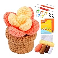 atcdfuw Crochet Yarns,DIY Crochet Craft Set Potted Plant Crochet Kits with Crochet Hook, Yarns, Needle, Instructions, Accessories for Beginner