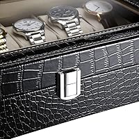 Critiron 12 slots watch storage box black, Crocodile Pattern Leather, Mens Watches Organizer Case,Wrist Jewellery Bracelet Collections Holder Display with Acr