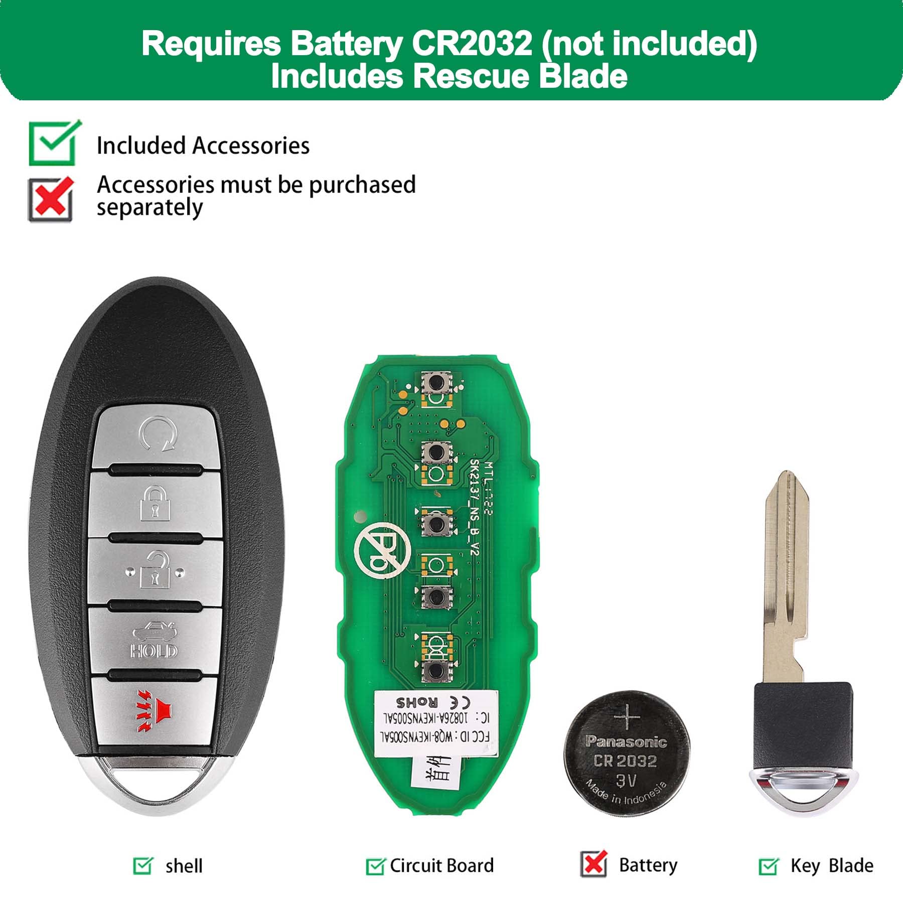 Autel IKEY for Nissan, IKEYNS5TPR, Work with KM100/IM508/IM608, Programmable Key Fob, OE Quality Smart Key Replacement, Key Creation/Clone, Chip Read/Write, 315M/415M, 5 Buttons, Ultra-Long Range