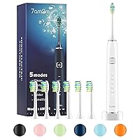 Sonic Electric Toothbrush with 6 Brush Heads for Kids and Children, One Charge for 90 Days, Wireless Fast Charge, 5 Modes with 2 Minutes Build in Smart Timer, Electric Toothbrushes(White)