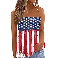 4Th of July Tops for Women Tube,Cute Sexy Off Shoulder Independence Day Sleeveless Women's Summer 2024, S XXL