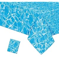 Winter Ocean Waves Plastic Tablecloth 86x52in Ocean Party Table Cover Ocean Under The Sea Tablecloth Blue for Beach Pool Birthday Party Decoration Shower Supplies (1)