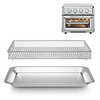 Stainless Steel Baking Tray Pan and Air Fryer Basket Compatible with Cuisinart Airfryer TOA-060 and TOA-065 for Cuisinart air fryer replacement parts
