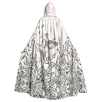NEZIH Flowering Herbs and Herbaceous Plants Hooded Cloak for adults,Carnival Witch Cosplay Robe Costume,Carnival Party