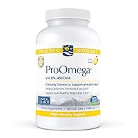ProOmega, Lemon Flavor - 180 Soft Gels - 1280 mg Omega-3 - High-Potency Fish Oil with EPA & DHA - Promotes Brain, Eye, Heart, & Immune Health - Non-GMO - 90 Servings