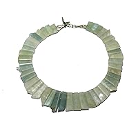 18 inch Long Fancy Shape Smooth Cut Natural Aquamarine 14-24 mm Beads Necklace with 925 Sterling Silver Clasp for Women, Girls Unisex