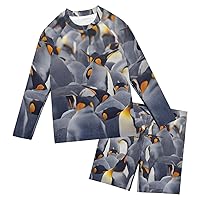 King Penguin Boys Rash Guard Sets Kids Long Sleeve Sunsuit Swimwear Sets Infant Bathing Suits Boys,3T
