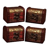 4pcs Box Necklace Jewelry Box Pirate Treasure Chest Toy Container Empty Necklace Box Vintage Decor Jewelry Gift Boxes Jewelry Holder Jewelry Container Storage Box Wooden Box Bamboo