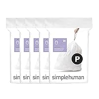 simplehuman Code P Custom Fit Drawstring Trash Bags, 50-60 Liter / 13-16 Gallon, White, 100 Count (Pack of 1)