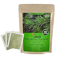 Dried Pine Needle Tea Bags, 40 Teabags, 2.5g/bag - 100% Wild Masson Pine Needles - Premium Herbal Tea - Caffeine-free - Rich In Vitamin & Antioxidants