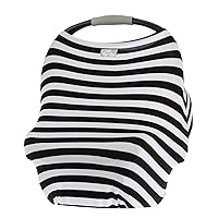 Itzy Ritzy 4-in-1 Nursing Cover, Car Seat Cover, Shopping Cart Cover and Infinity Scarf - Breathable, Multi-Use Mom Boss Breastfeeding Cover, Black & White Stripe