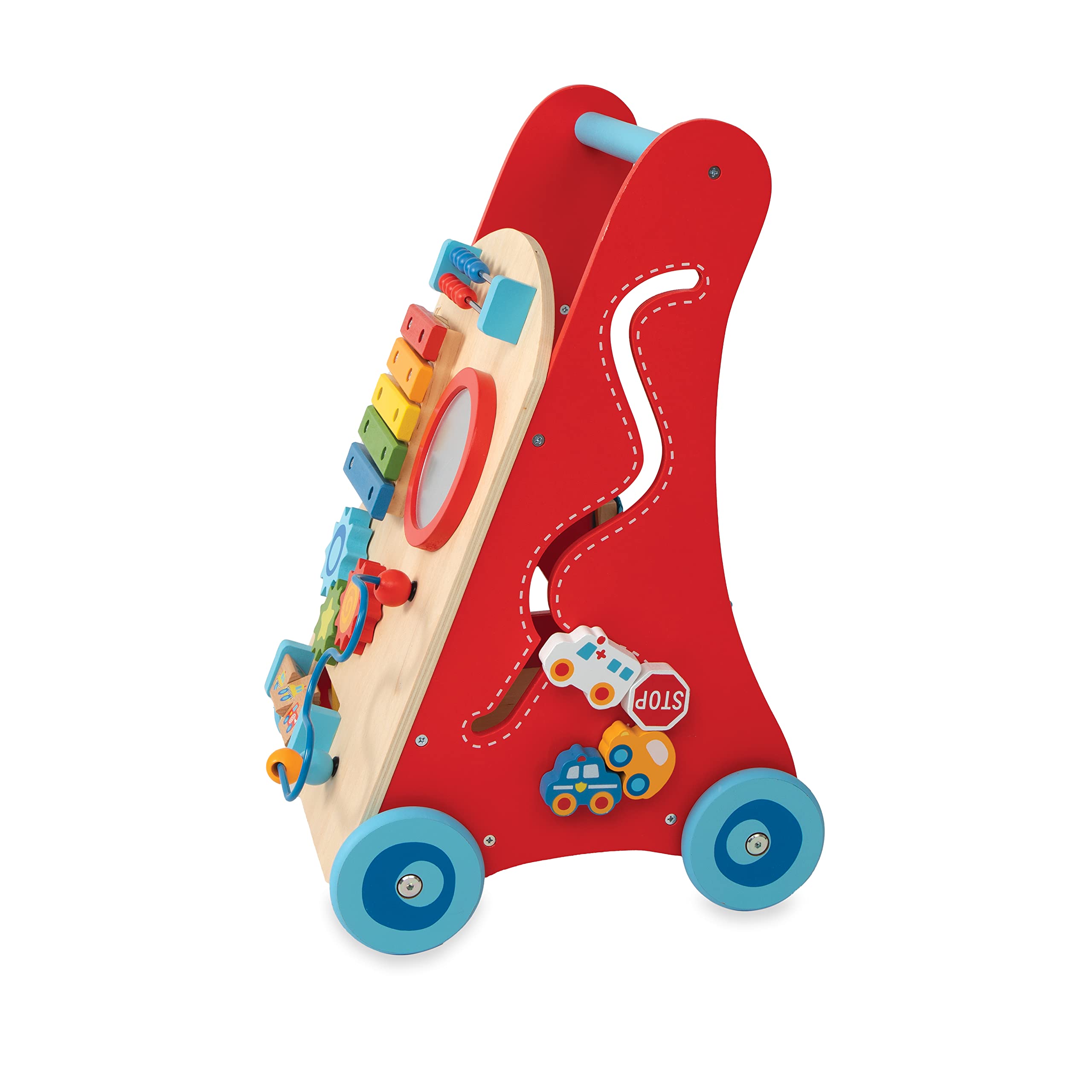 Nuby Wooden Baby Walker with Interactive Features for Early Development, Promotes Walking, Motor Skills, and Creativity