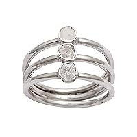 0.30 CTW Natural 3 POLKI DIAMOND Classic Ring | 925 Sterling Silver| Polki Diamond Handmade Wire Ring | Platinum Plated Ring