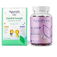 Bundle of Hyland’s Naturals Kids Cold & Cough, Day & Night Combo Pack, Ages 2+, Syrup Cough Medicine + Kids - Sleep, Calm + Immunity, with Melatonin, Chamomile & Elderberry, 60 Vegan Gummies