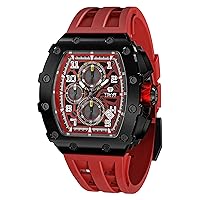Mens Luxury Watch Watches for Men 50M Waterproof Japanese Quartz Movement Tonneau Stainless Steel Case Sapphire Glass with Chronograph Date Function Cool Unique Fashion Gift Watch