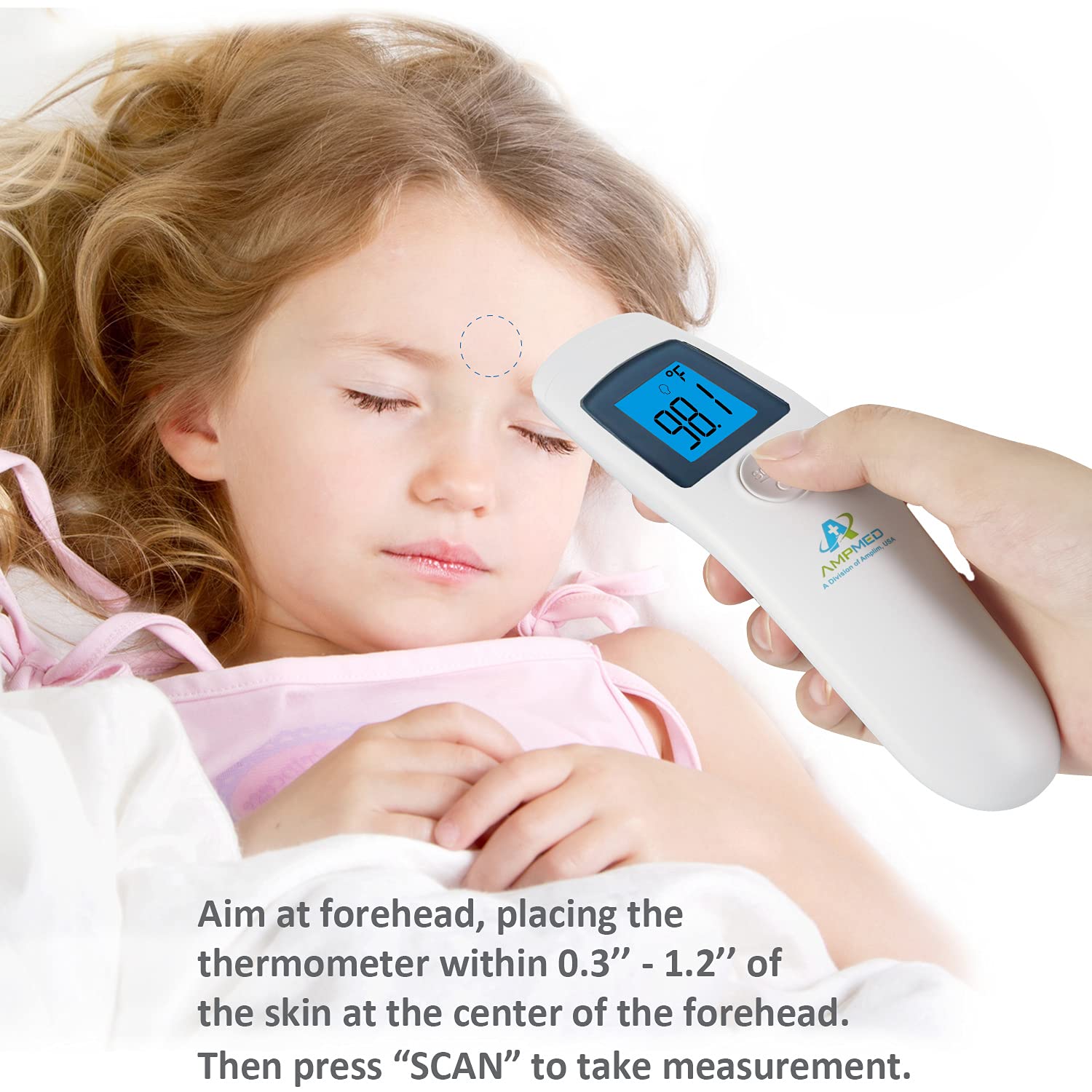 Amplim Bundle of Hospital Medical Grade No Touch Non Contact Digital Infrared Temporal Forehead Thermometer for Adult/Baby/Kid/Toddler/Infant/Nurse