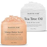 Majestic Pure Mango Butter Scrub (10 oz) and Tea Tree Scrub (10 oz) Bundle
