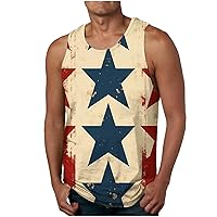 Men's American Flag Tank Tops Independence Day Shirts Casual Sleeveless Gym Workout Tanks USA Flag Patriotic T-Shirt