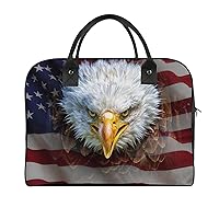 Bald Eagle on USA Flag Large Crossbody Bag Laptop Bags Shoulder Handbags Tote with Strap for Travel Office