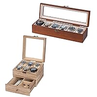 Watch Box Case Organizer Display Storage with Jewelry Drawer for Men Women Gift, Walnut Wood B1WL8GGH B09S65SNS1