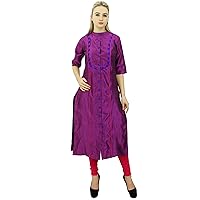 Women's Straight Dupion Kurti with Band Collar Casual Clothing