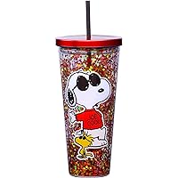 Spoontiques - Glitter Filled Acrylic Tumbler - Glitter Cup with Straw - 32oz - Stainless Steel Locking Lid with Straw - Double Wall Insulated - BPA Free - Peanuts