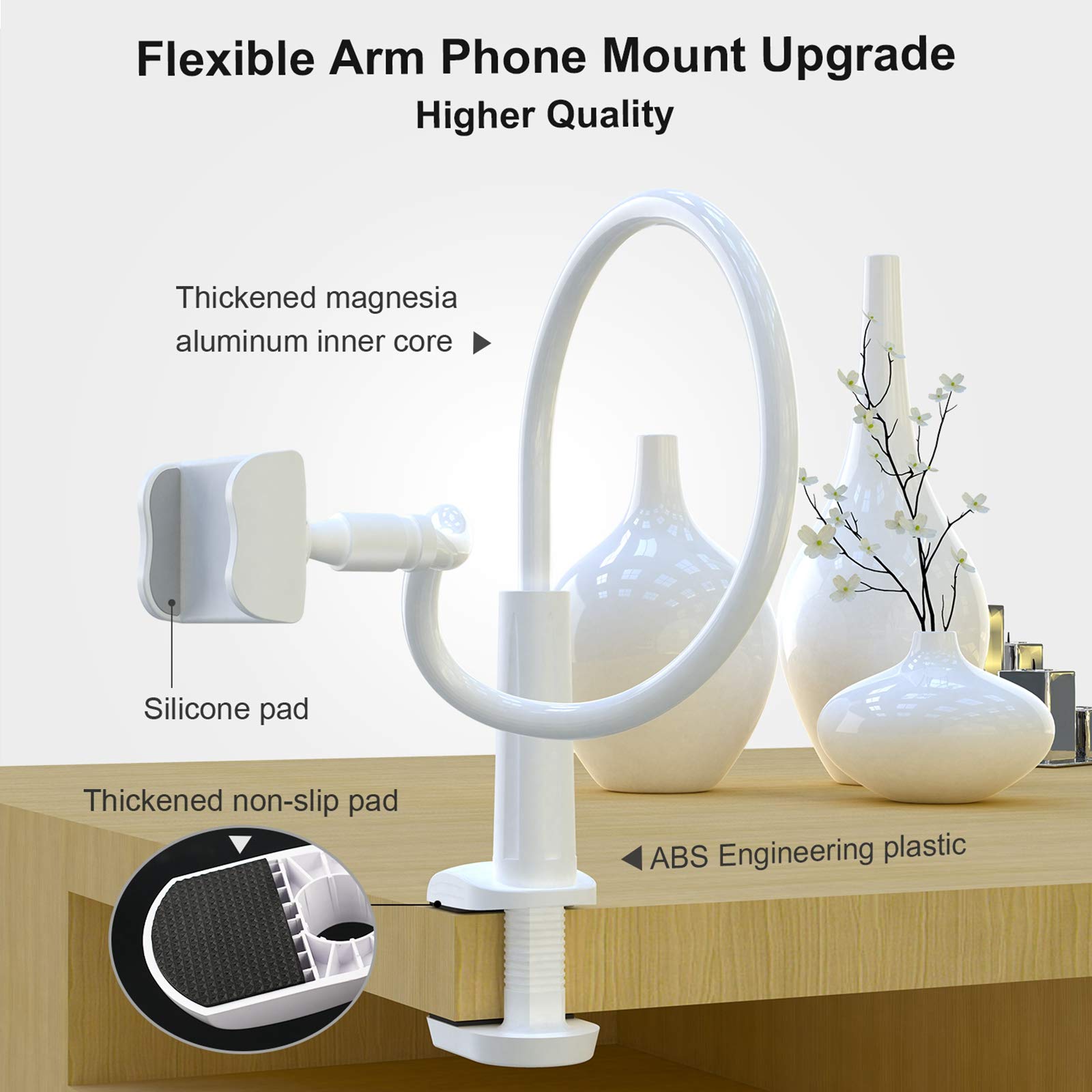Phone Holder Bed Gooseneck Mount - Flexible Arm 360 Mount Clip Adjustable  Bracket Clamp Stand Compatible with Cell Phone 11 Pro XS Max XR X 8 7 6  Plus