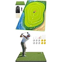 Golf Mat + Golf Chipping Game Golf Training Equipment, Golf Gifts Accessories for Men