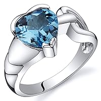 PEORA Swiss Blue Topaz Love Knot Ring Sterling Silver Rhodium Nickel Finish 2.00 Carats Sizes 5 to 9