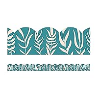 Carson Dellosa True to You 39 Feet Leafy Teal Bulletin Board Borders, 13 Strips of Teal Scalloped Border Trim With Leaves, Teal Classroom Borders for Bulletin Board, Cork Board, Modern Classroom Décor