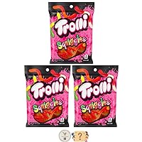 Trolli Gummy Candy - (Pack of 3) Share Size Peg Bags + BONUS Mystery Candy (5 oz, Squiggles Rainbow Worms)