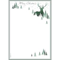 DP284 Christmas Writing Paper, Woods and Deer, 21 x 29,7 cm, 90g/m², White and Green, 25 Sheets