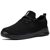 Running Shoes for Men and Women Lightweight Walking Tennis Slip-On Black Sneaker Slip-Resistant
