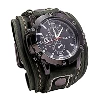 Punk Retro Wrist Watch, Wide PU Leather Cuff Big Dial Roman Numerals Quartz Watches, Wristwatch, Bracelet