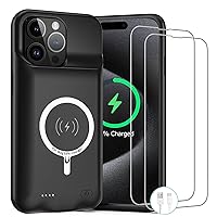 Battery Case for iPhone 15 Pro Max,Newest 12000mAh Rechargeable Portable Charging Case with Wireless Charging Compatible for iPhone 15 Pro Max (6.7 inch) with Carplay Battery Pack Charger Case (Black)