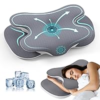 JINXIA Cervical Neck Pillows for Neck and Shoulder Pain Relief, Odorless Memory Foam Pillow with Silk Case, Ergonomic Orthopedic Neck Support Pillows for Side, Back & Stomach Sleepers