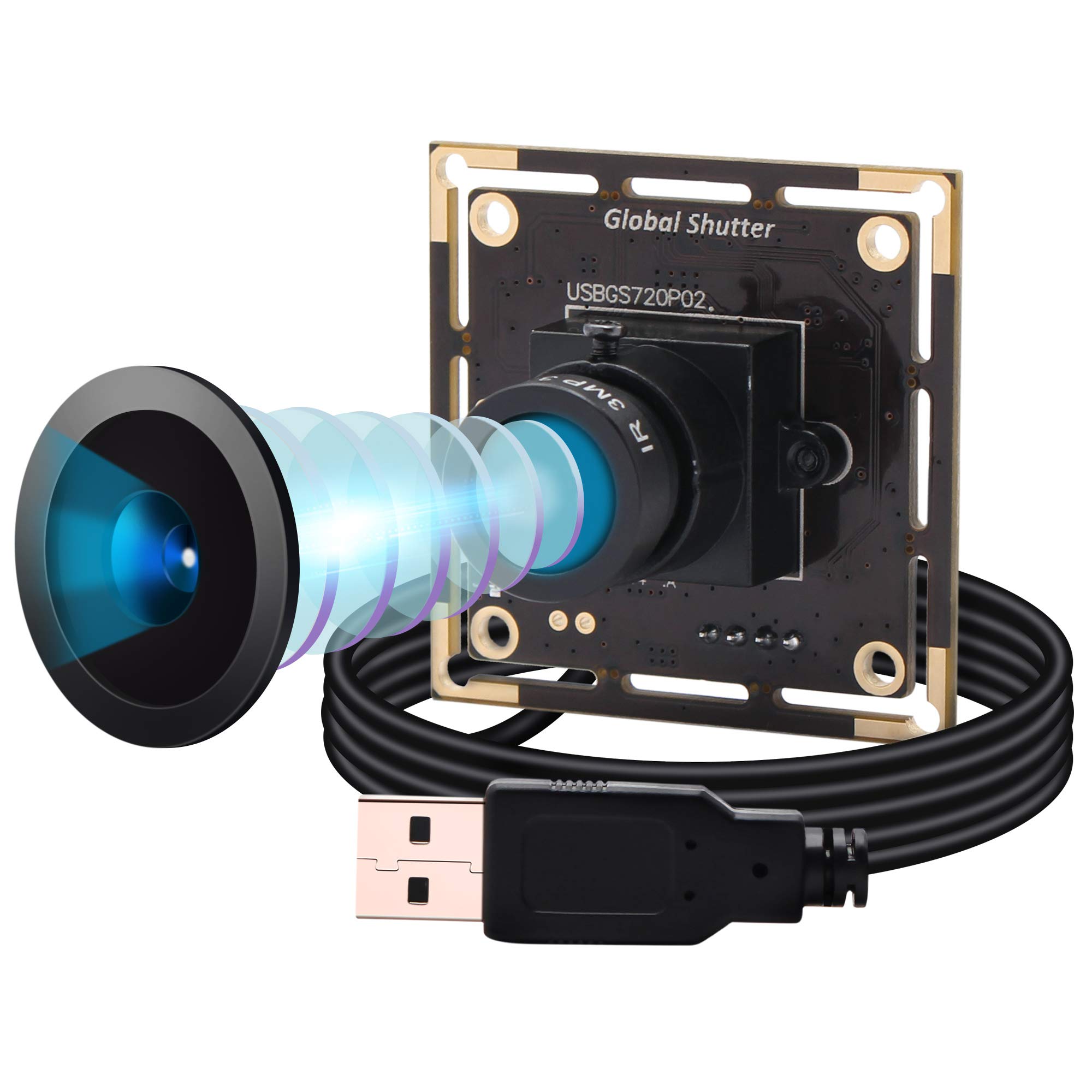 Global Shutter USB Camera Module,1MP 60FPS Monochrome USB Webcam Mini Camera Module,Tiny USB Cameras High Speed OTG UVC Linux USB2.0 720P Mini Came...
