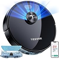 Tesvor S5 Max Robot Vacuum and Mop Combo, 6000Pa Suction Robotic Vacuum Cleaner, Lidar Navigation,5200mAh,260Mins Runtime, 10 No-Go&No-Mop Zones, Smart Mapping,Perfect for Pet Hair and Hard Floor